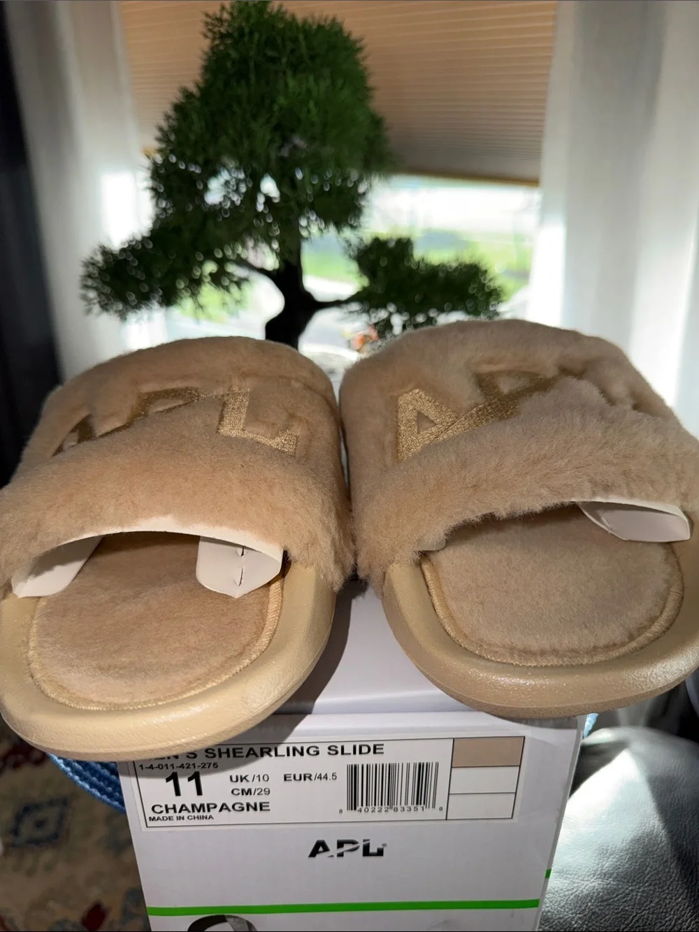 APL Tan Faux-Fur Slide Sandals—Unisex